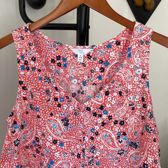 Time And Tru Womens Blouse Multicolor Paisley Sleeveless V Neck S 4-6 New - Picture 2 of 5